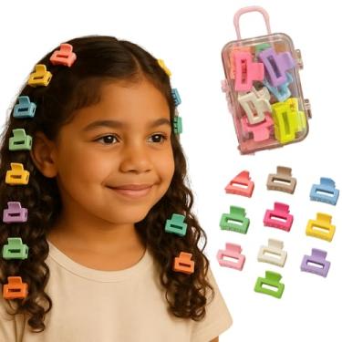 Imagem de Kit com 10 Presilhas de Cabelo Infantis Coloridas Acessórios para Meninas com Malinha Divertida para Organização e Presente (Retangular Chiclete)