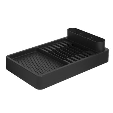 Imagem de Escorredor De Louças Copos Talheres Pratos com Bandeja Cozinha Flat Preto - 17000 Coza