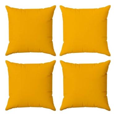 Imagem de Almofadas Coloridas 45x45cm em Suede com Enchimento (4, Amarelo, Quadrado)