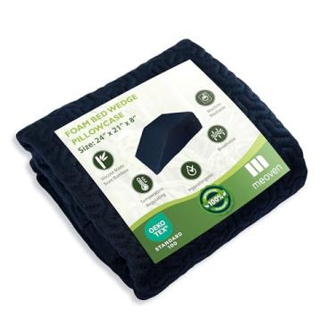 Imagem de Capa de almofada de cunha para almofada de elevação de perna de 61 x 53 x 20 cm, capa de travesseiro de joelho, fronha de substituição hipoalergênica com zíper e bolsos, azul marinho