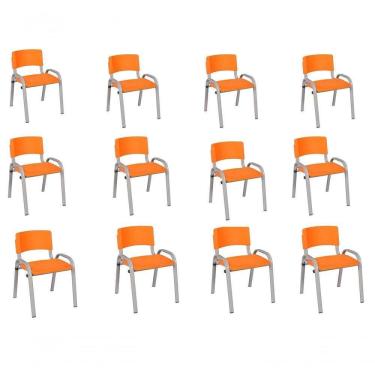 Imagem de Kit 12 Cadeiras Infantil Iso, , Base Cinza Laranja