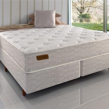 Imagem de Conjunto Queen com Colchão e Cama Box Ammezen Macio 158cm X 198cm X 67cm Bege