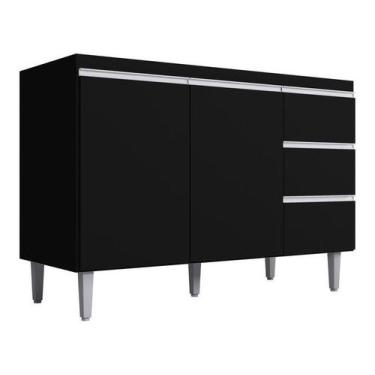 Imagem de Balcão P/cozinha Andreia S/tampo 120cm Preto - Ajl Móveis, Preto