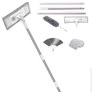 Imagem de TBATM Mops de Limpeza para Pisos um Conjunto, Mop Plano Poderoso com Pano de Fibra Ultra Fina para uso Seco e Molhado, para Parede, Carro,E,253cm