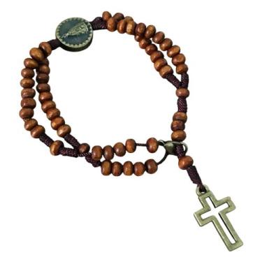 Imagem de Pulseira Terço Nossa Senhora Aparecida Madeira 4 mm - Canção nova