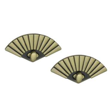Imagem de UGPLM 2 peças fechos de trava giratória, fechos de trava giratória, hardware resistente para fechamento de bolsa em formato de leque para bolsas, fabricação, Verde Antiguidade