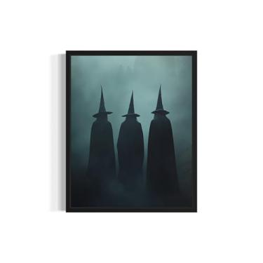 Imagem de Impressão artística de pôster de três bruxas, decoração de parede vintage assustadora de Halloween decoração de pintura assustadora para impressões de terror, pôsteres góticos (três bruxas, 20 x 25 cm
