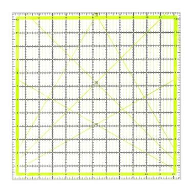 Imagem de UOOU Régua para acolchoado (32,5 x 32,5 cm), réguas de corte de tecido para colchas de acrílico com anéis antiderrapantes para corte fácil de precisão e artesanato acolchoado e costura
