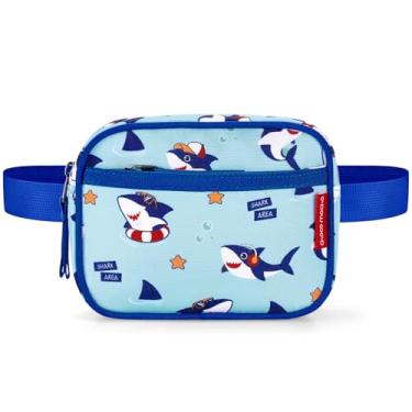 Imagem de Choco Mocha Pochete infantil para meninas, pochete infantil de 2 a 4 anos, bolsa de cinto para meninas pequenas, Shark Vacation Blue