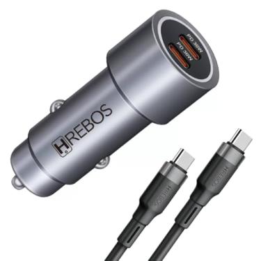 Imagem de Carregador Veicular Premium Turbo 60W Combinado de Duas Saídas USB-C Acompanha Cabo Dual Tipo-C com Carregamento Rápido
