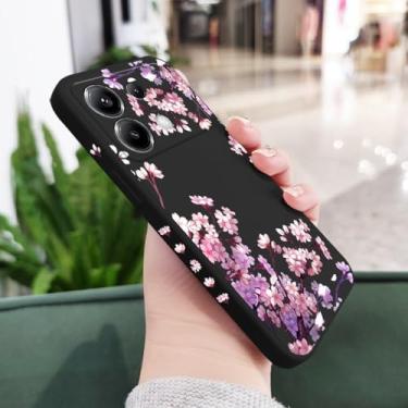Imagem de Capa de silicone com estampa de flores caindo para Xiaomi Poco X6 F6 M6 M5 M5S F5 X5 F4 X4 M4 F3 M3 X3 Pro 4G 5G GT, preta, para Poco F6