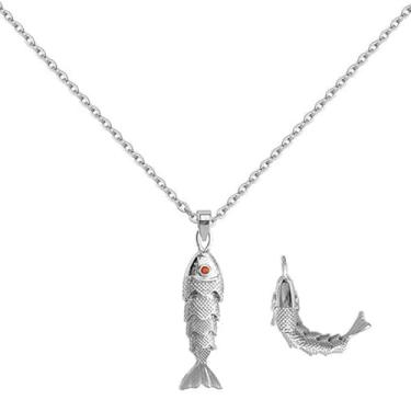 Imagem de Colar feminino de peixe boêmio, colorido, esmaltado, praia, havaiano, delicado, sorte, peixe, joia minimalista para ela, Adjustable, Aço inoxidável, Sem Pedra Preciosa