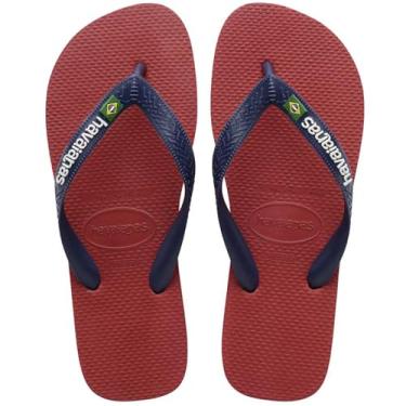 Imagem de Havaianas Sandália unissex infantil com logotipo do Brasil, Vermelho, 9 Little Kid