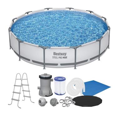 Imagem de Piscina Estrutural 9150 Litros + Escada + Capa + Forro + Bomba Filtrante 220V Bestway