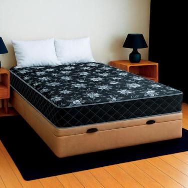 Imagem de Cama Box Baú Casal Bege + Colchão Paris D33 PoliConfort