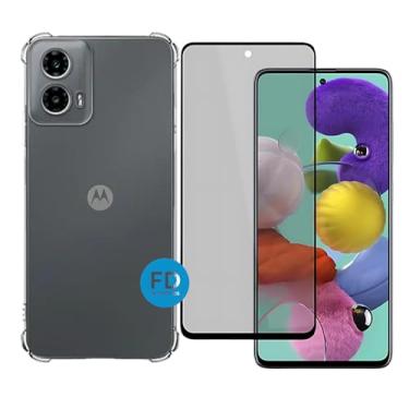 Imagem de Kit Capa Capinha Anti-Impacto Premium Transparente + Película de Cerâmica 9D ou Privacidade 9D para Motorola Moto G35. (Capa + Película Privacidade 9D)