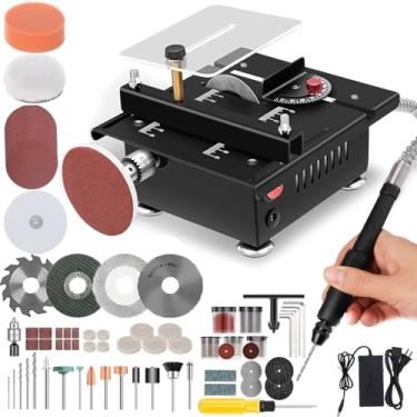 Imagem de uioxcv Mini Serra De Mesa, Elétrica Portátil Multifuncional Mesa Elevável Para Artesanato, Velocidade, Ângulo E Profundidade Corte Ajustáveis, Com Mais Acessórios