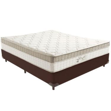 Imagem de Cama Box Marrom E Colchão King Best Molas Ensacadas Casal 138x188x33 Anjos