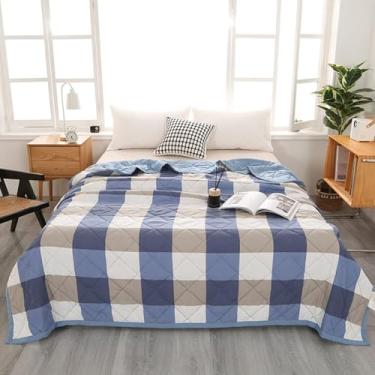 Imagem de Edredom Queen Size Completo Estilo Treliça Design Colcha Fofa Macia Cobertor Fino De Verão Lavável à Máquina Confortável Respirável Pode Dormir Aquecido Para Todas As Estações, Q, 180x200cm