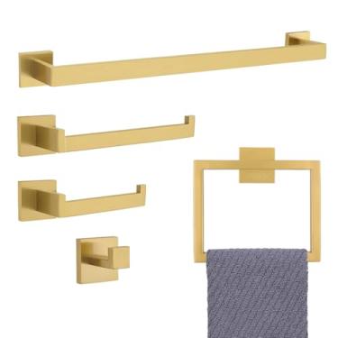 Imagem de Kit Acessórios Para Banheiro 5 Peças 60cm Luxo Inox Premium 304 Fosco Toalheiro De Banheiro Gold Suporte Para Papel Higiênico