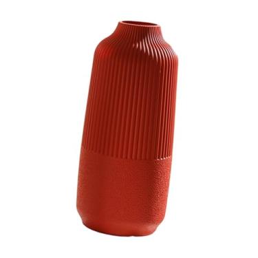 Imagem de IEUDNS Vaso de flores, arranjo floral, buquê para decoração de casa, organizador de presentes, plantador para prateleira, lareira, mesa, escritório, S Red