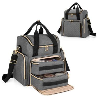 Imagem de Bolsa de maquiagem de viagem LUXJA com 2 estojos removíveis de nylon c