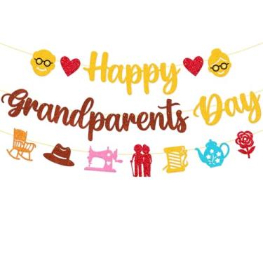 Imagem de Jiinxunn Banner Happy Grandparents Day, decorações de festa do dia dos avós, guirlanda temática Best Grandparents Ever, Love Grandpa Grandma Family Celebration Party Supplies