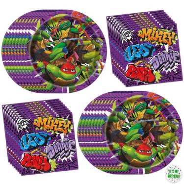 Imagem de Decorações de festa Teenage Mutant Ninja Turtle 16 pratos e 16 guardan