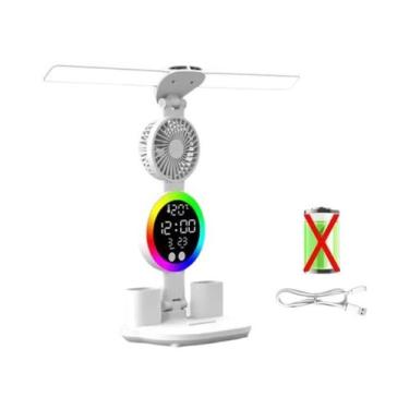Imagem de Lâmpada De Mesa Com Relógio LED Recarregável Por USB Com Luzes De Toqu