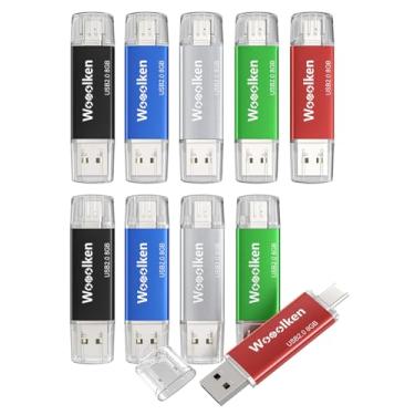 Imagem de Unidade flash USB C de 8 GB, pacote com 10, pen drive Wooolken tipo C + pen drive USB 2.0 OTG compatível com iPhone 16/15, smartphone/tablets/computadores Android