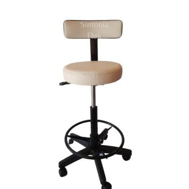 Imagem de Cadeira Mocho Caixa Alta Podologo Aro E Base Rodízio Recpçao - Sintoni