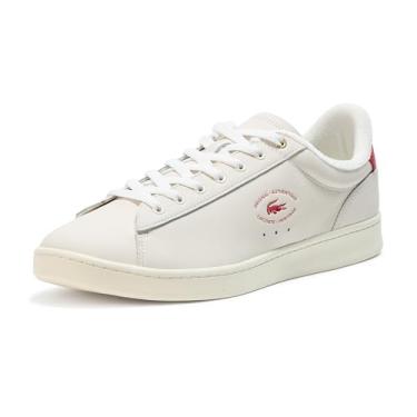 Imagem de Lacoste Tênis masculino de couro Carnaby, Branco/Vermelho, 45