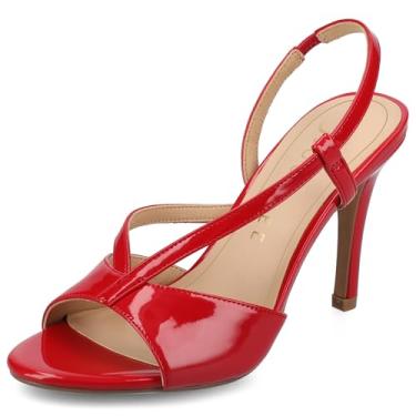 Imagem de Journee Palmilha feminina acolchoada e salto agulha de couro sintético Varra, Patente/vermelho, 40