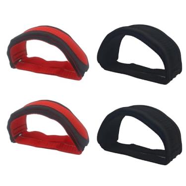 Imagem de Runseaway 2 pares de tiras de pedal de bicicleta, tiras de apoio para os pés de nylon resistente, clipes ajustáveis para engrenagem fixa, estrada, BMX, mountain bikes, vermelho e preto