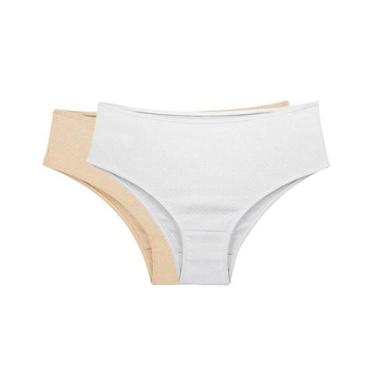 Imagem de Kit 2 Calças Cavadas Branco/Nude Love Secret 819303 Algodão, Branco, N