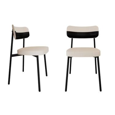 Imagem de Cadeira Alloa Fixa Com 4 Pés 50 X 44,7 X 83,8 Cm Com 2 Unidade Corriente Palha Courino Preto