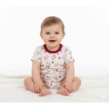 Imagem de Kit 4 Camiseta infantil bebe Menina Manga Curta Estampas Divertidas  100% Algodão  P/M/G
