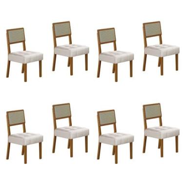 Imagem de Kit de 8 Cadeiras para Sala de Jantar Pés em Madeira Maciça Liz - Vald