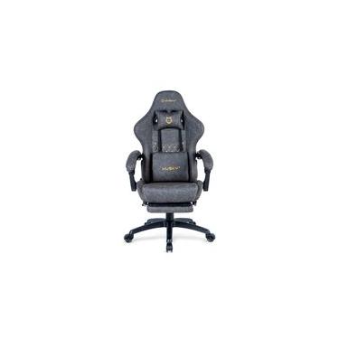 Imagem de Cadeira Gamer Husky Tempest 700, Até 145kg, Almofadas, Reclinável 150º, PU, Descanso para Pés, Cinza - HCG700CZ