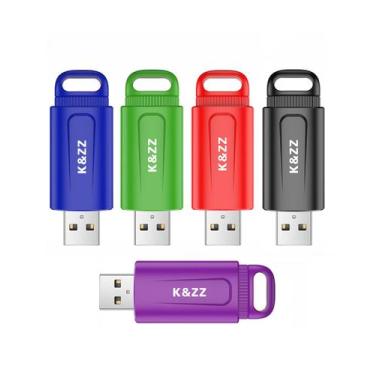 Imagem de Unidade flash USB K&ZZ 64GB USB 3.0 retrátil, pacote com 5