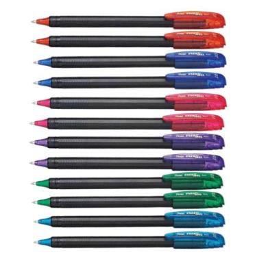 Imagem de Kit 12 Canetas PENTEL Gel Energel Makkuro 0.7mm Ponta Fina (Cores à Es