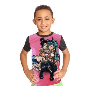 Imagem de Camiseta Infantil Bulma Chi Chi Dragon Ball Ref:834 - smoke, Preto, 12