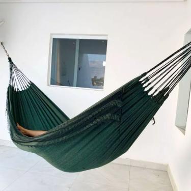 Imagem de Rede De Descanso Jeans Mesclado Dormir Casal Solteiro Reforçada Life De Algodão Cinza Várias Cores Verde Mesclado