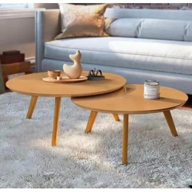 Imagem de Conjunto 2 Mesas de Centro Classic  Cores Nature ou Freijó DECORA MÓVE