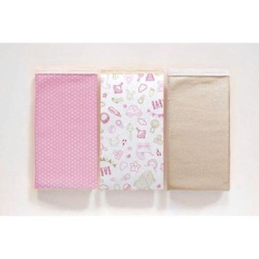 Imagem de Kit 3 Pano De Boca Bebe Duplo Baby Rosa 100% Algodão
