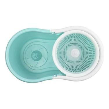 Imagem de Kit de Limpeza com Balde Centrifugador, Mop Completo com Balde 4L, Verde Água e Branco, Sistema de Centrifugação