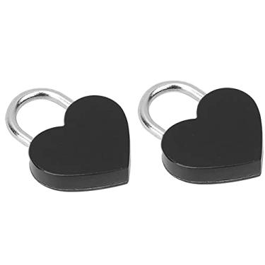 Imagem de Pssopp Cadeado Em Forma de Coração, Mini Cadeado de Metal Com Chaves, Decorativo para Armazenamento de Diário de Caixa de Joias, Ideal para Presentes de Casamento de Festa de Aniversário (Preto)