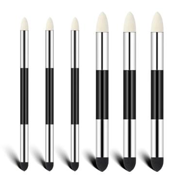 Imagem de Qianyu Caneta de esponja de mistura de artista, 6 peças, escova de esponja lavável de cabeça dupla, pincel, esboço, reutilizável, mistura, desenho, arte, liquidificadores, para destacar a sombra e