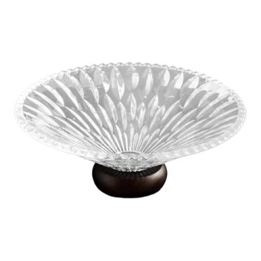 Imagem de Wswqop Fruteira Transparente com Suporte de Madeira, Prato de Massa com Pé, Bandeja Decorativa para Batatas, Mesa de Entrada, Saladas, Casa de Fazenda, Formato de Folha, Tamanho real