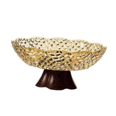 Imagem de IEUDNS Fruteira para Decoração de Casa Bandeja de Frutas com Pé E Drenagem Doméstica, L Brown, Tamanho real